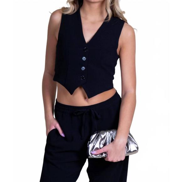 NEW ENZA COSTA crepe vest in black